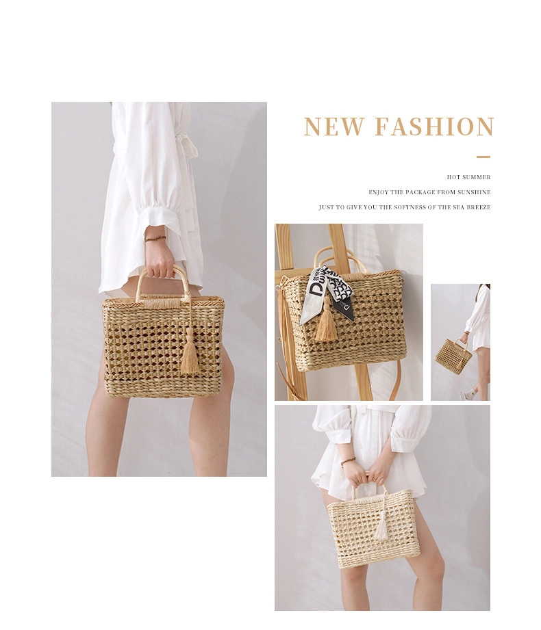 19 Yrs Manufacturer Support OEM/ODM Wheat Weave Summer Handmade Beach Rattan Bags Wicker Hand Tote Bamboo Wholesale Woven Straw Bag