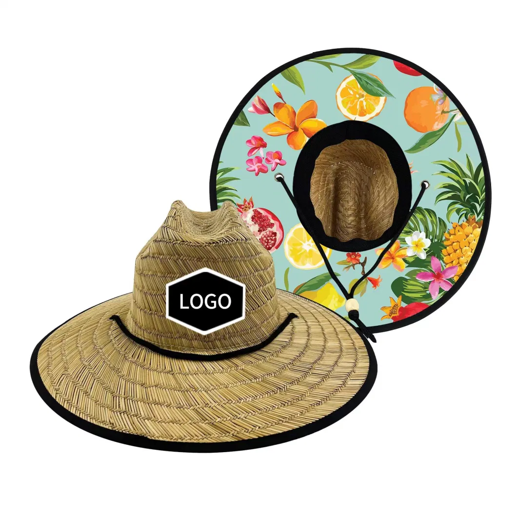 Custom Under Brim Printing Pattern Straw Hat Bulk Straw Cowboy Hats