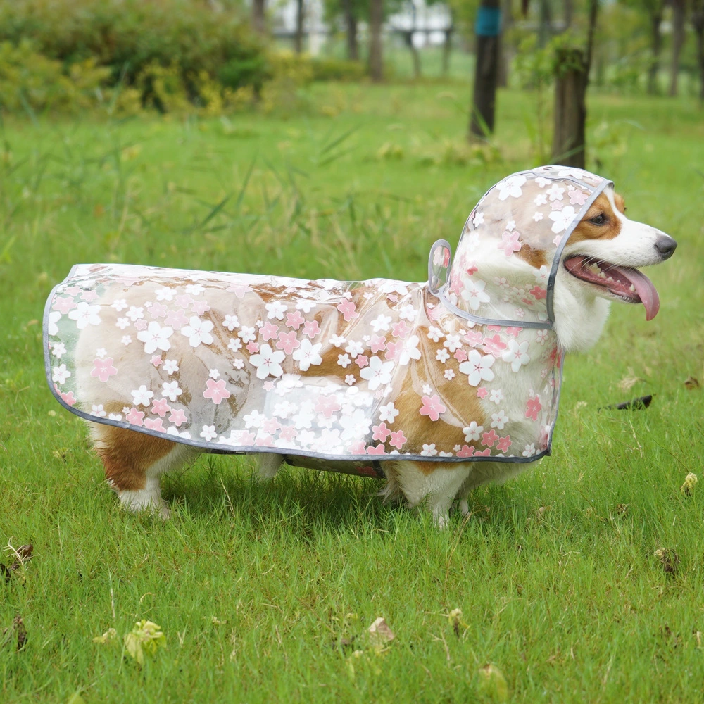 Design Waterproof Pet Products Flower Printing Dog Transparent Raincoat