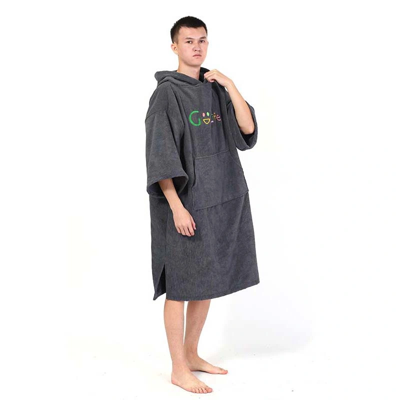 Poncho Towel Custom Logo Soft Microfiber Adult Hooded Beach Changing Towel Surf Poncho Robe Hooded Wetsuit Towel Poncho