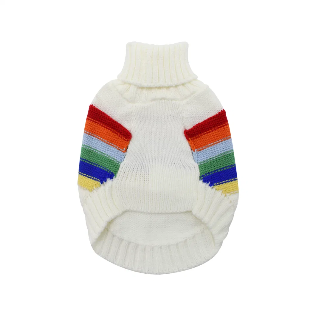 High Collar Rainbow Collection Knitted Pet Clothes Dog Sweater Dog Coat