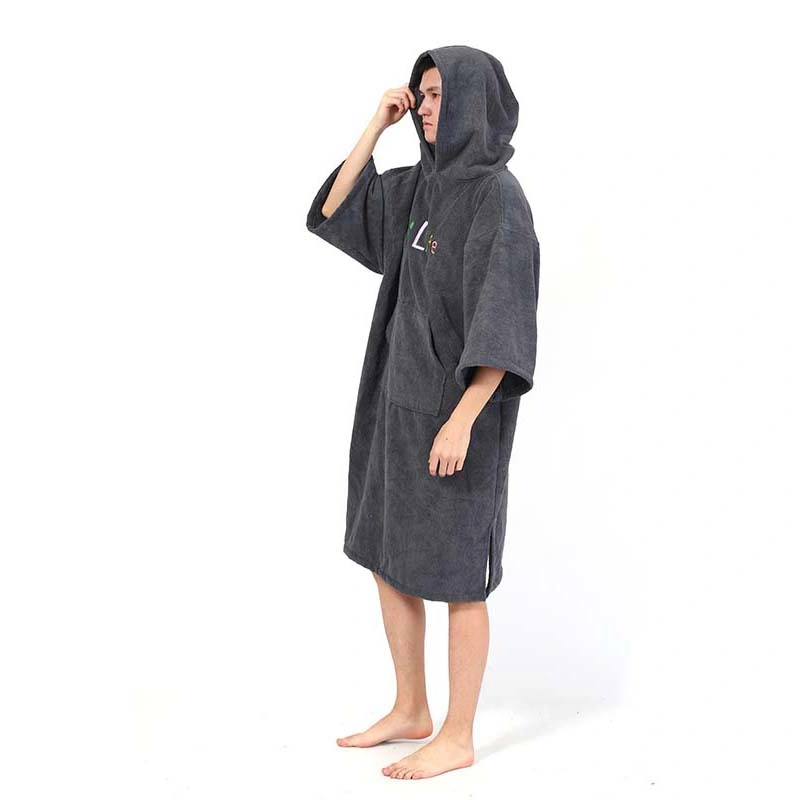 Poncho Towel Custom Logo Soft Microfiber Adult Hooded Beach Changing Towel Surf Poncho Robe Hooded Wetsuit Towel Poncho