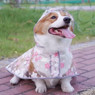 Design Waterproof Pet Products Flower Printing Dog Transparent Raincoat