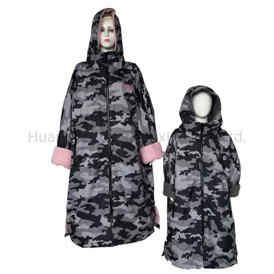 OEM Factory Custom Waterproof Keep Warm Camo Beach Surf Changing Robe Poncho