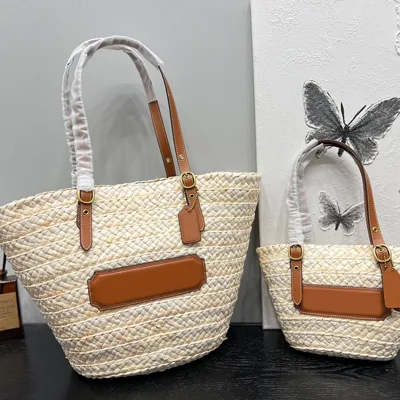 Women Fashion Summer Vacation Straw Woven Bag Wholesale Designer Large Capacity Shoulder Beach Bags Luxury Handbags Replicas Ladies Tote Bag